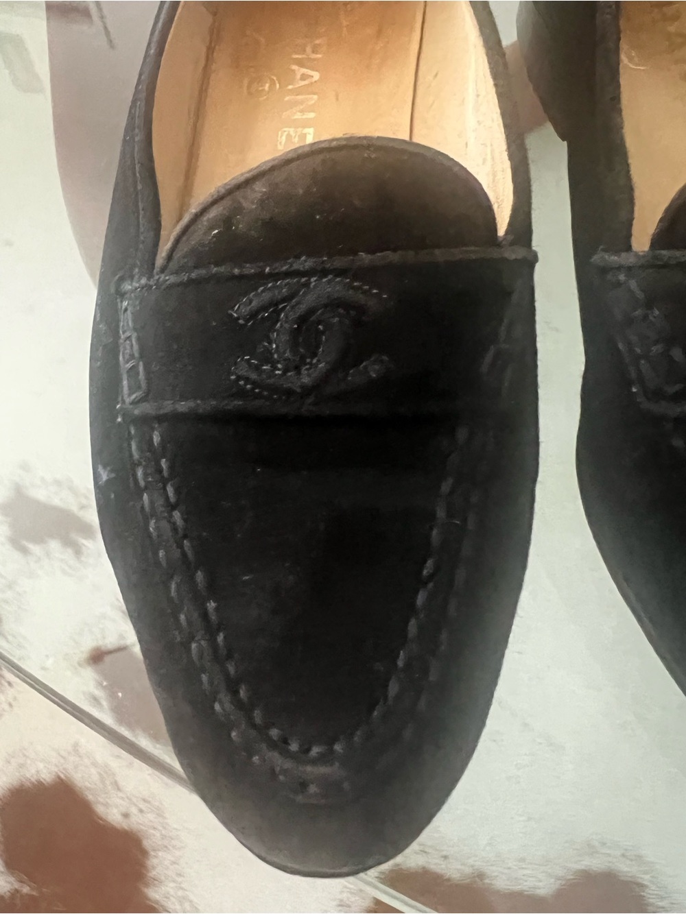 Authentic Chanel Black Suede Classic Loafers/Penny Loafers - Picture 8 of 11